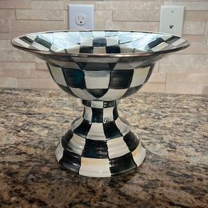 Mackenzie Childs Courtly Check Enamel Compote
